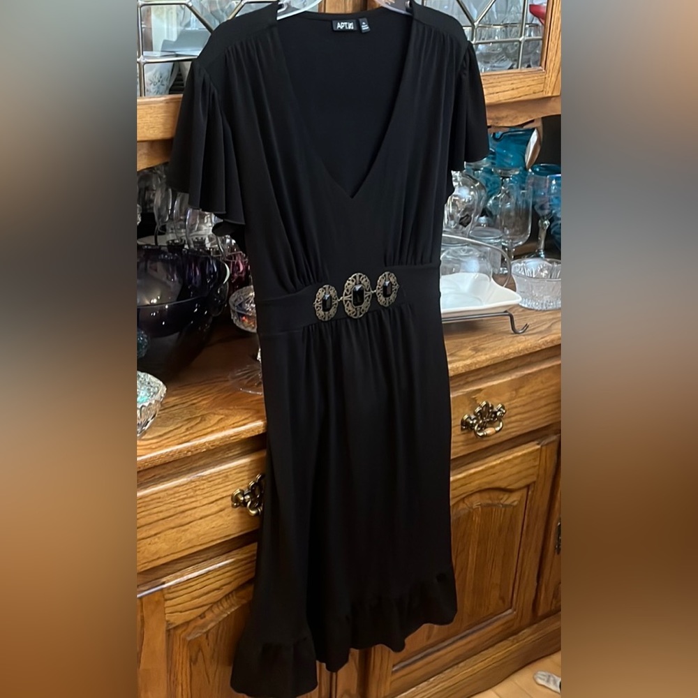 Apt. 9 Black Midi Dress w Gold Accents Size XL